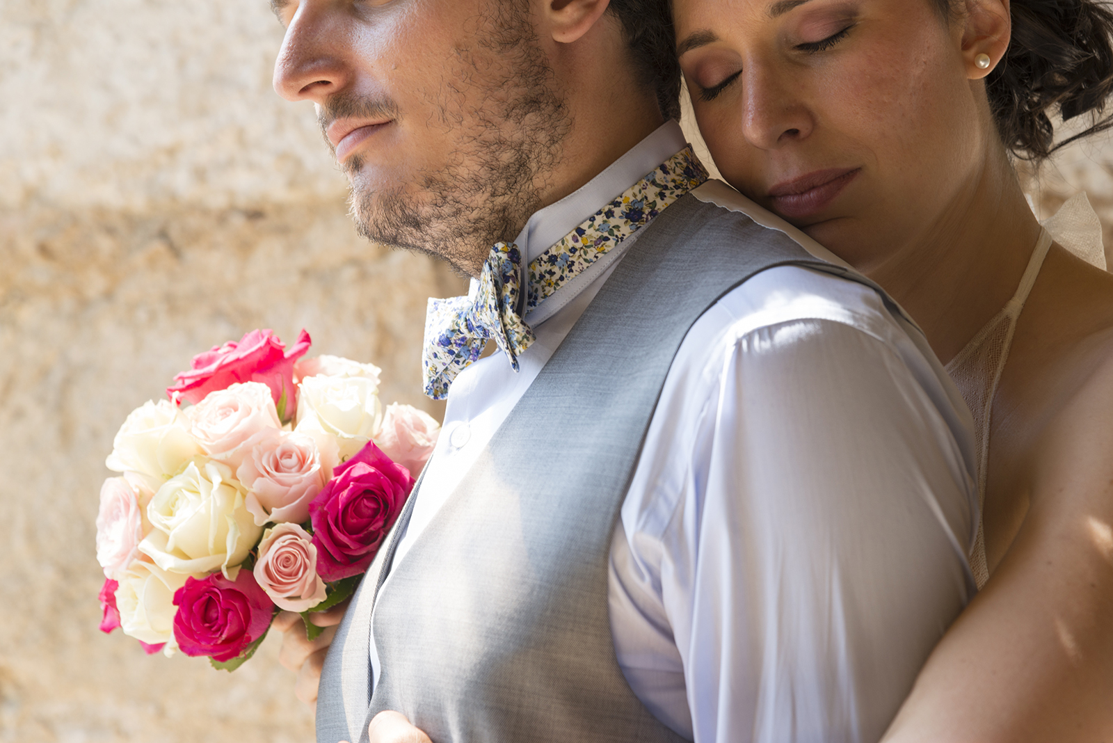 mariés dans l'orangerie du château de Gourdan en Ardèche